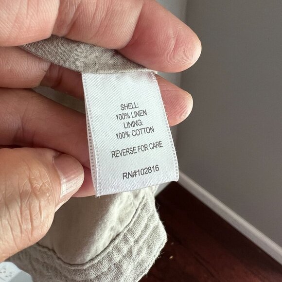 Garnet Hill Womens Everyday Zip Up Quilted Bomber Jacket Size 14 Tan Linen - Picture 9 of 13